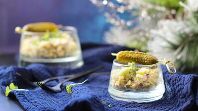 картофельный салат с белой рыбой