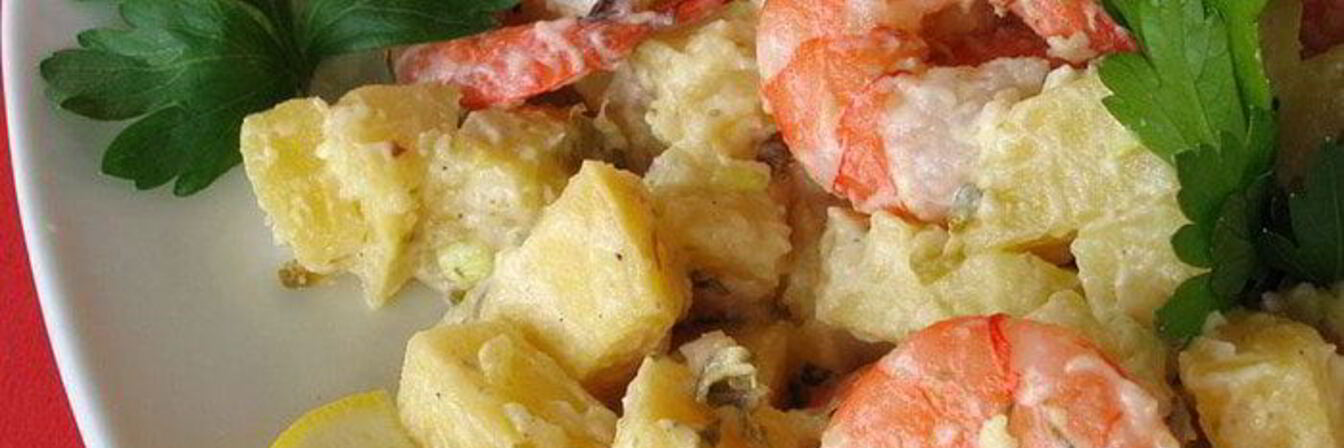 Картофельный салат с креветками