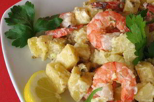 Картофельный салат с креветками