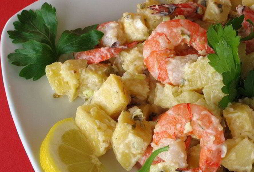 Картофельный салат с креветками