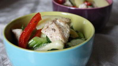 салат с молодым картофелем и курицей