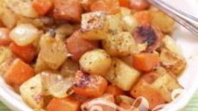 салат с жареным картофелем