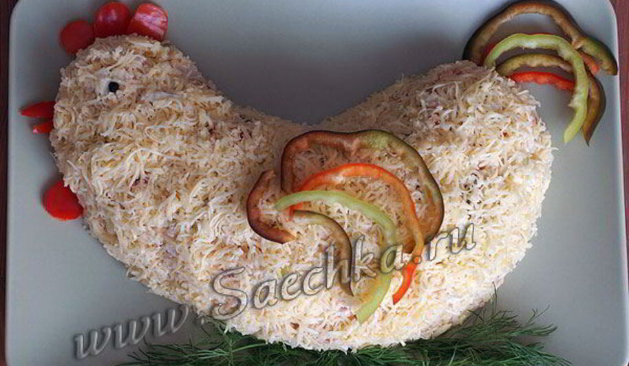 Рецепт салата петух