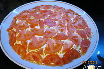 Сельдь под шубой из помидор