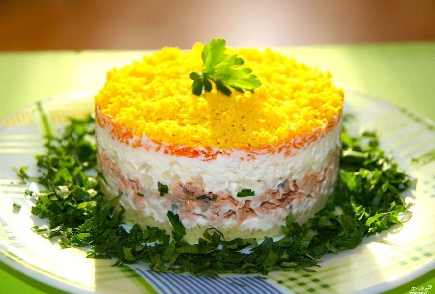 Селедка под шубой без свеклы