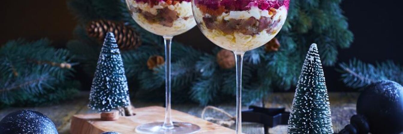 Селедка под шубой в бокалах