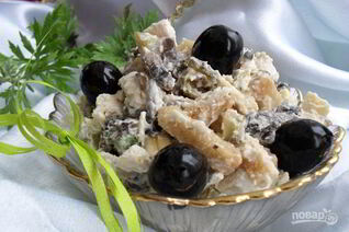 Салат с грибами маринованными