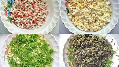 салат с морской капустой и крабовыми палочками