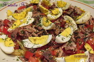 Салат с тунцом и спаржевой фасолью