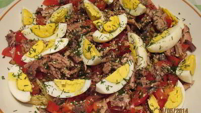 салат с тунцом и спаржевой фасолью