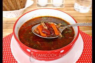 Борщ без картошки с фасолью