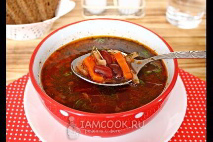 Борщ без картошки с фасолью