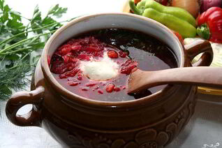 Борщ с грибами и фасолью