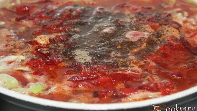 борщ с шампиньонами на куриных окорочках