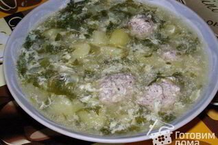 Борщ со щавелем и фрикадельками