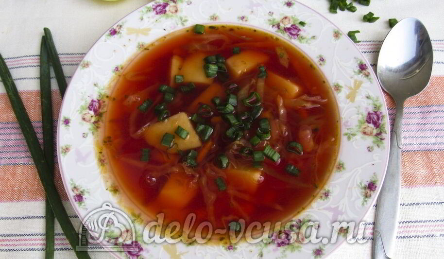 Рецепт красного борща с фасолью