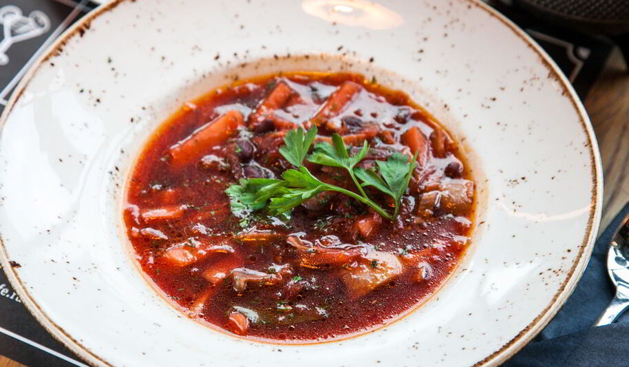 Рецепт постного борща с белыми грибами и фасолью