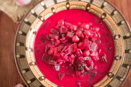 Постный борщ с нутом и грибами