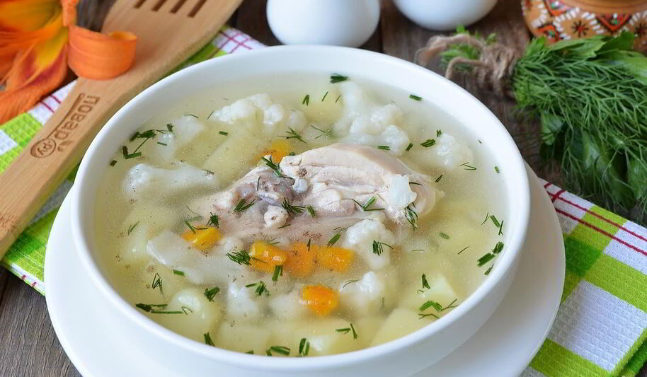 Рецепт супа из цветной капусты на мясном бульоне