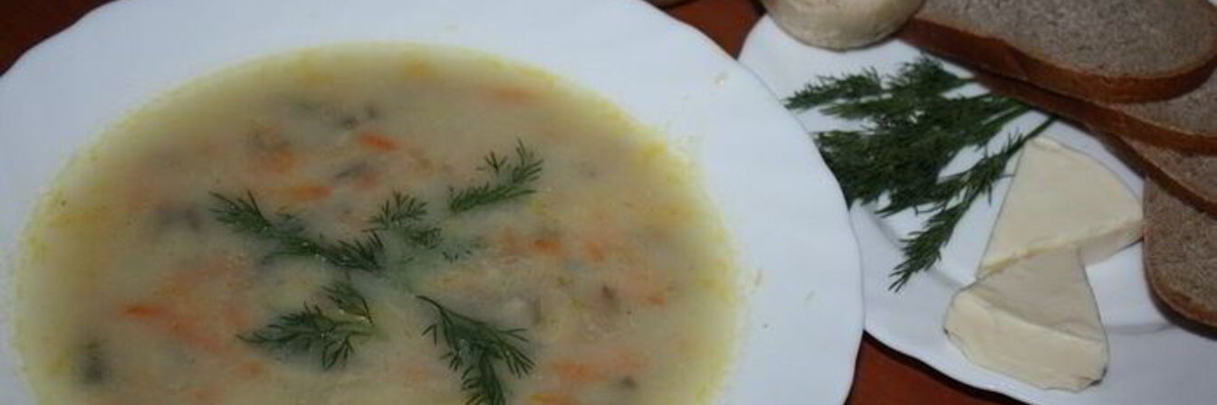 Быстрый суп с грибами и плавленым сыром