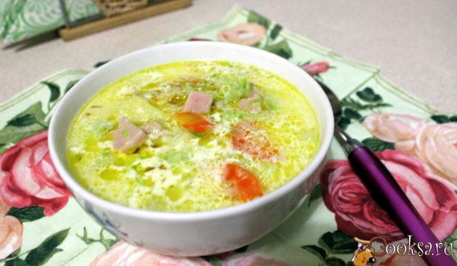 Рецепт кабачкового супа с ветчиной и плавленным сыром