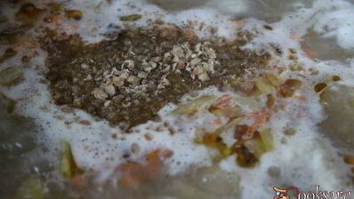 куриный суп с картофельными клецками и гречневыми хлопьями