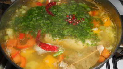 куриный суп с тыквой и цветной капустой