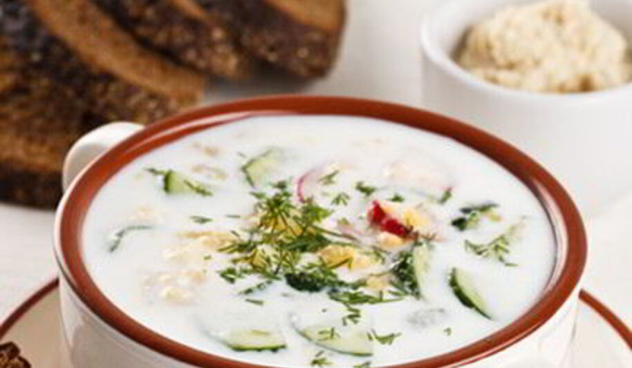 Рецепт белой окрошки с рыбой