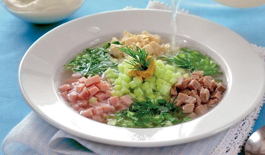 Рецепт окрошки мясной сборной