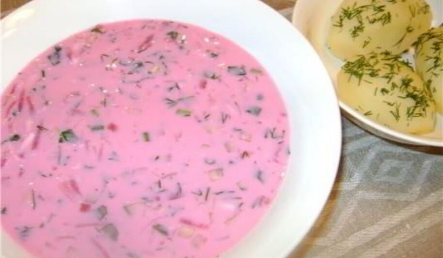 Рецепт окрошки на кефире со свеклой