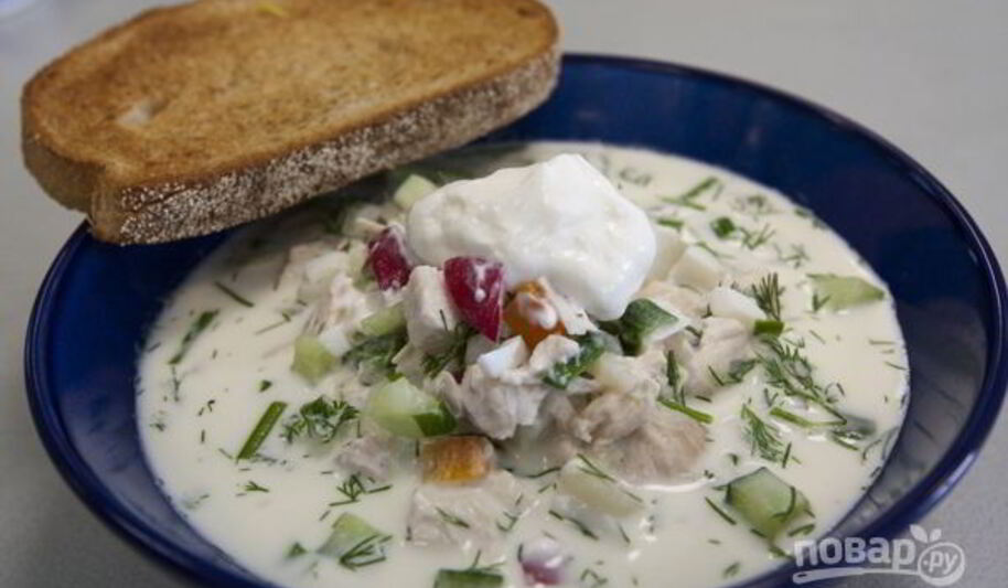 Рецепт окрошки с куриной грудкой