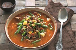 Быстрый овощной суп с фаршем