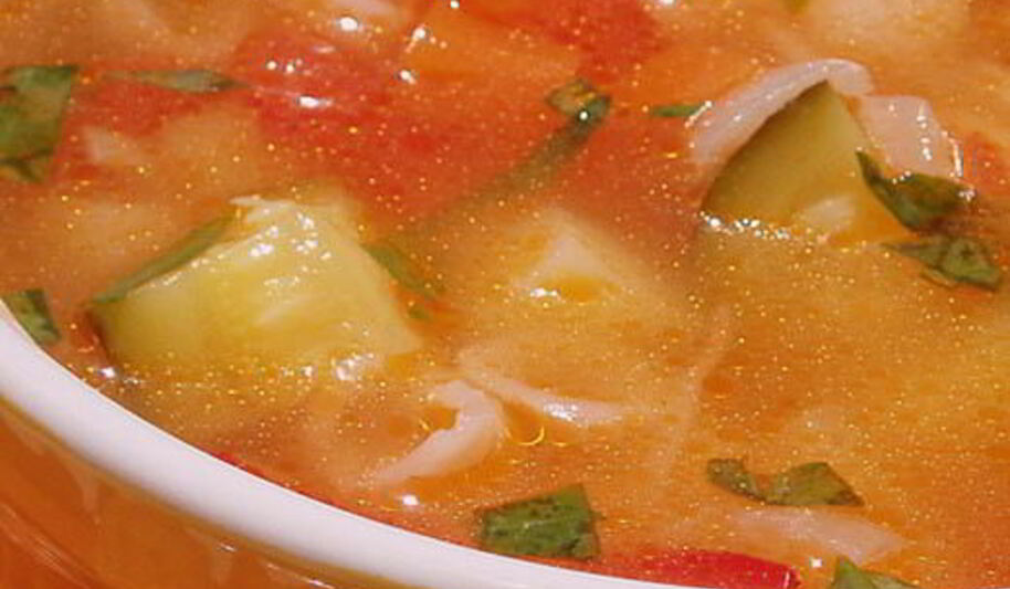 Рецепт деревенского овощной суп с ракушками