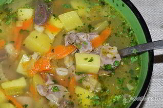 Рассольник с куриными потрошками