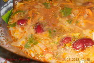 Постные щи с фасолью