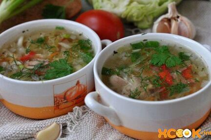 Щи из курицы со свежей капустой