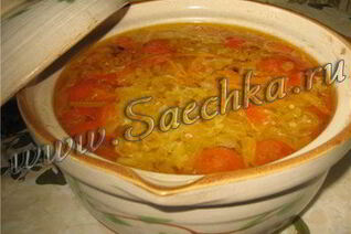 Щи из свежей капусты в горшочке