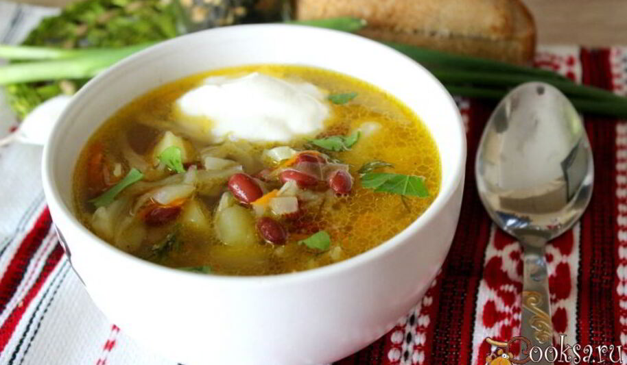 Рецепт щей с фасолью на курином бульоне