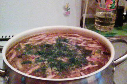 Солянка на курином бульоне