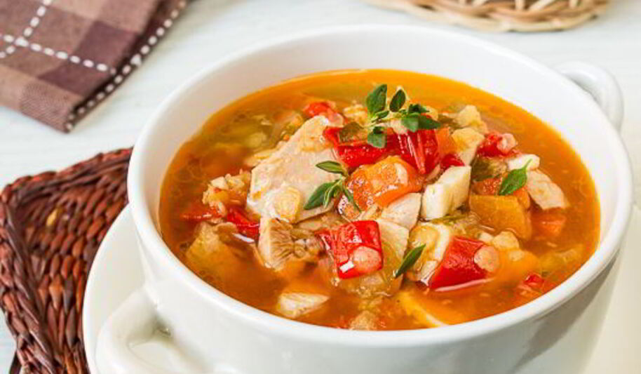 Рецепт супа из курицы с красной чечевицей и перцем