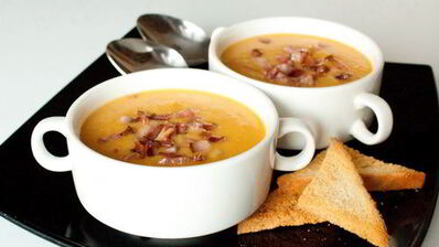 гороховый суп-пюре с беконом