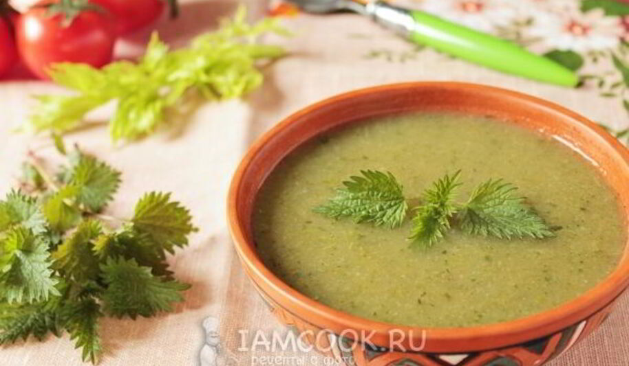 Рецепт супа-пюре из черешкового сельдерея с крапивой