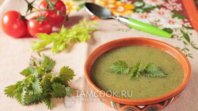 суп-пюре из черешкового сельдерея с крапивой