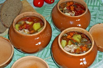 Суп в горшочках в духовке