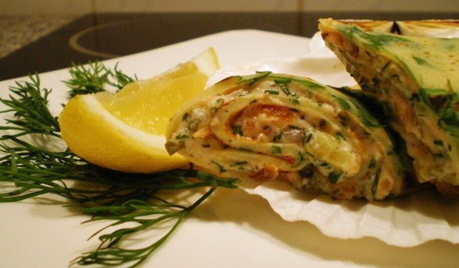 Рецепт блинчиков с копченым лососем