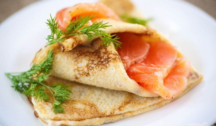 Рецепт блинов с форелью