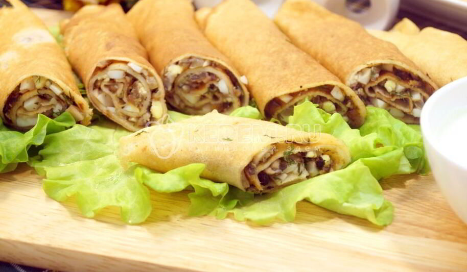 Рецепт блинов с грибной начинкой