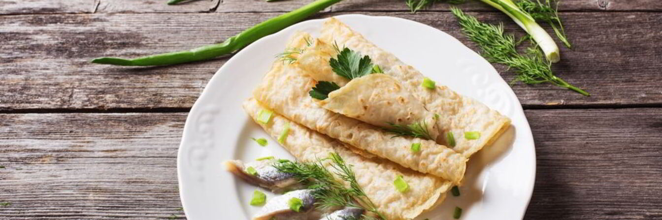 Блины с селедкой