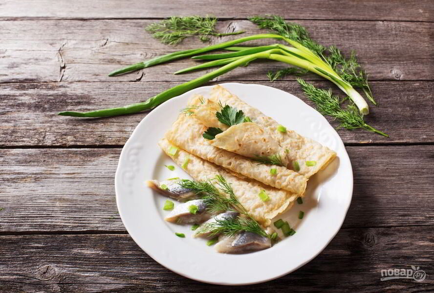 Блины с селедкой