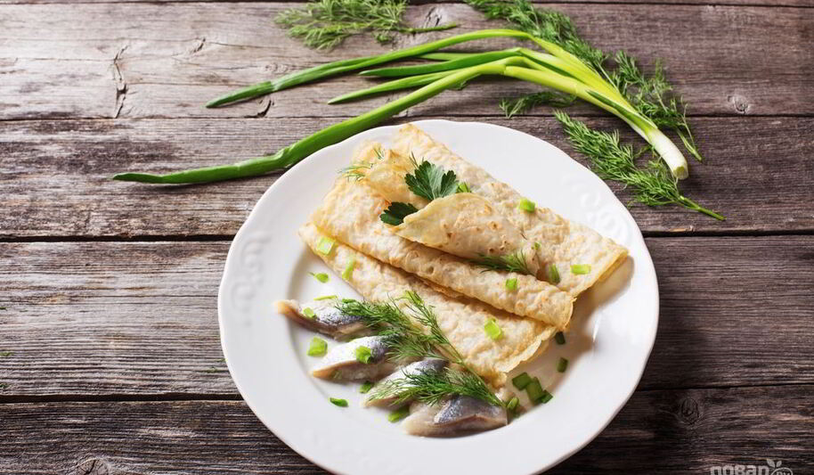 Рецепт блинов с селедкой